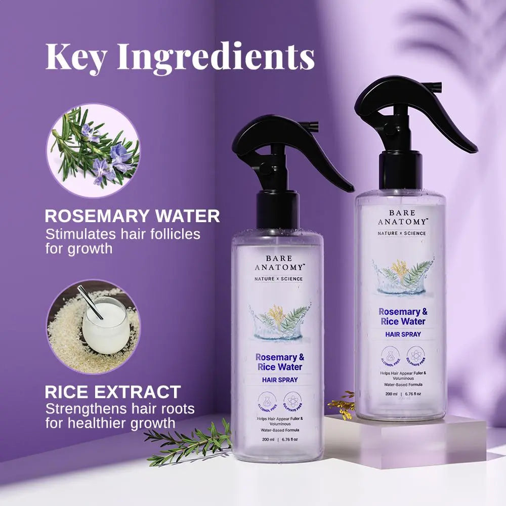 Rosemary & Rice Water Hair Spray- 200ml pack of 3 Natural Soft Hair Nourishing Hair product image 4