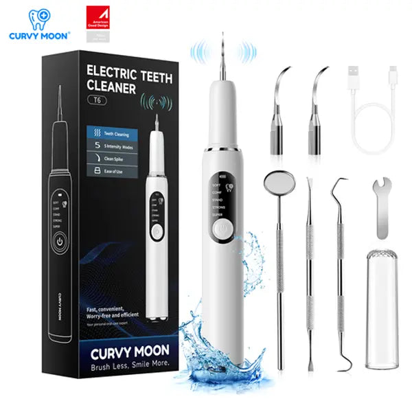 CURVY MOON Ultrasonic Dental Plaque and Tartar Remover ,Professional Teeth Cleaning Kit for Tartar & Stains Removal, product image 1
