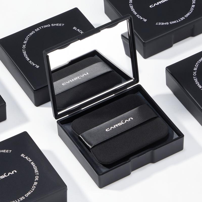 CARSLAN Black Magnet Oil Blotting Setting Sheet With Powder More Control Oil Keep Fresh 2 IN 1 Blotting Sheet with product image 5