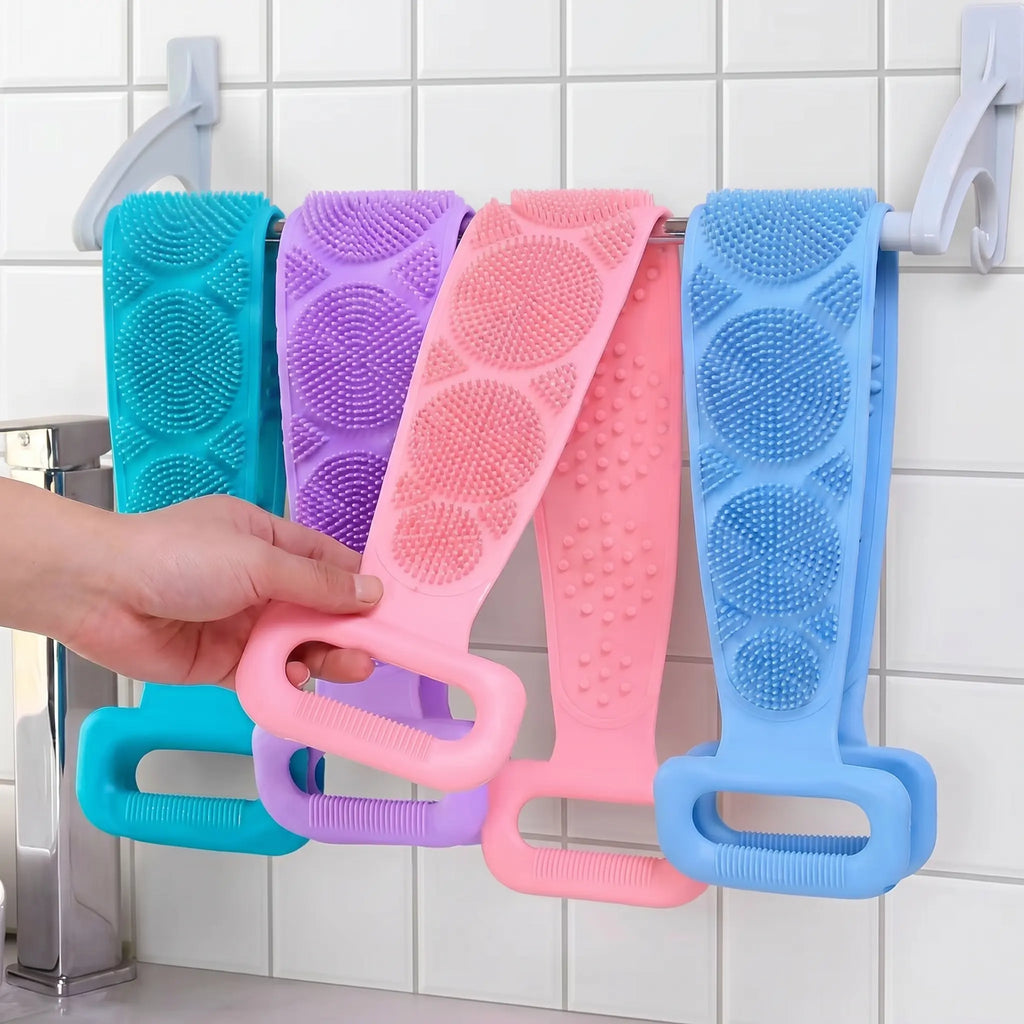 Double-Sided Silicone Back Scrubber, Exfoliating Body Brush Strap, Gentle Bathing Accessory for All Skin Types, Body product image 1