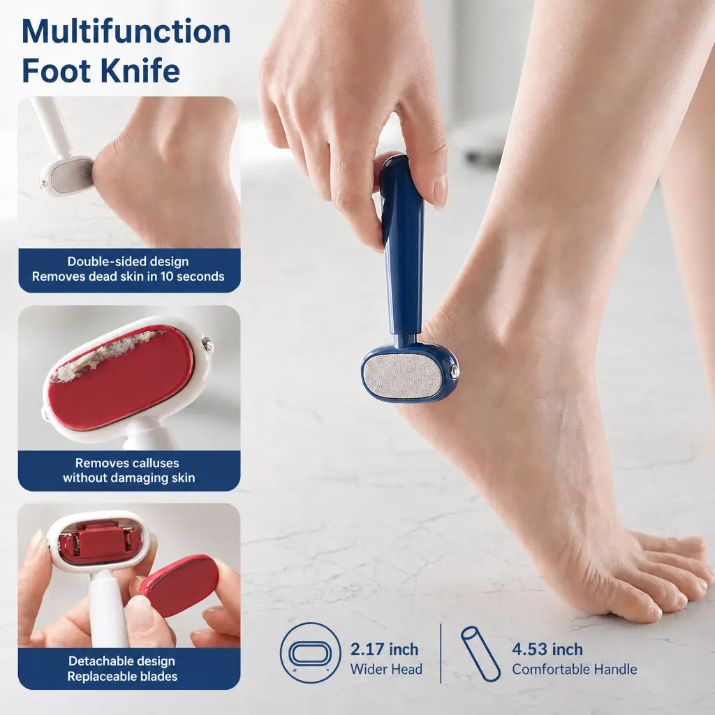 Dual‑Sided Foot Callus Remover, Replaceable Stainless Steel Blade Foot Scraper, Portable Manual Dead Skin Corn Remover, product image 1
