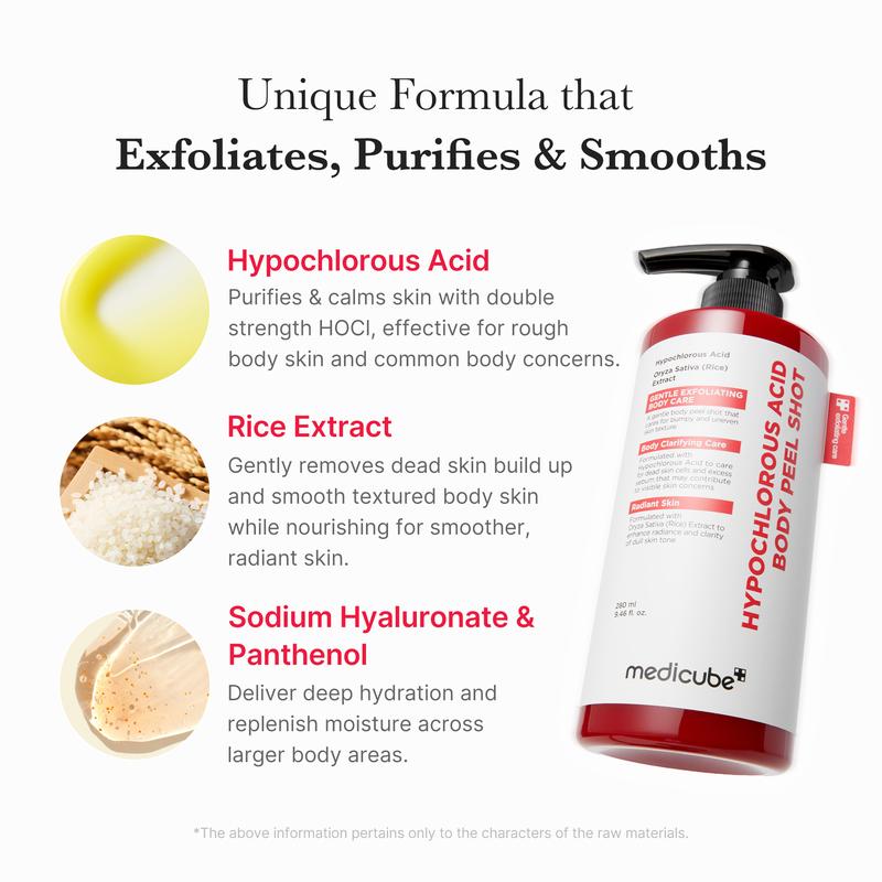 [medicube] Smooth & Clear Body Care Set | Hypochlorous Acid Body Peel Shot, Kojic Acid Turmeric Body Wash, Toner Pad, product image 5