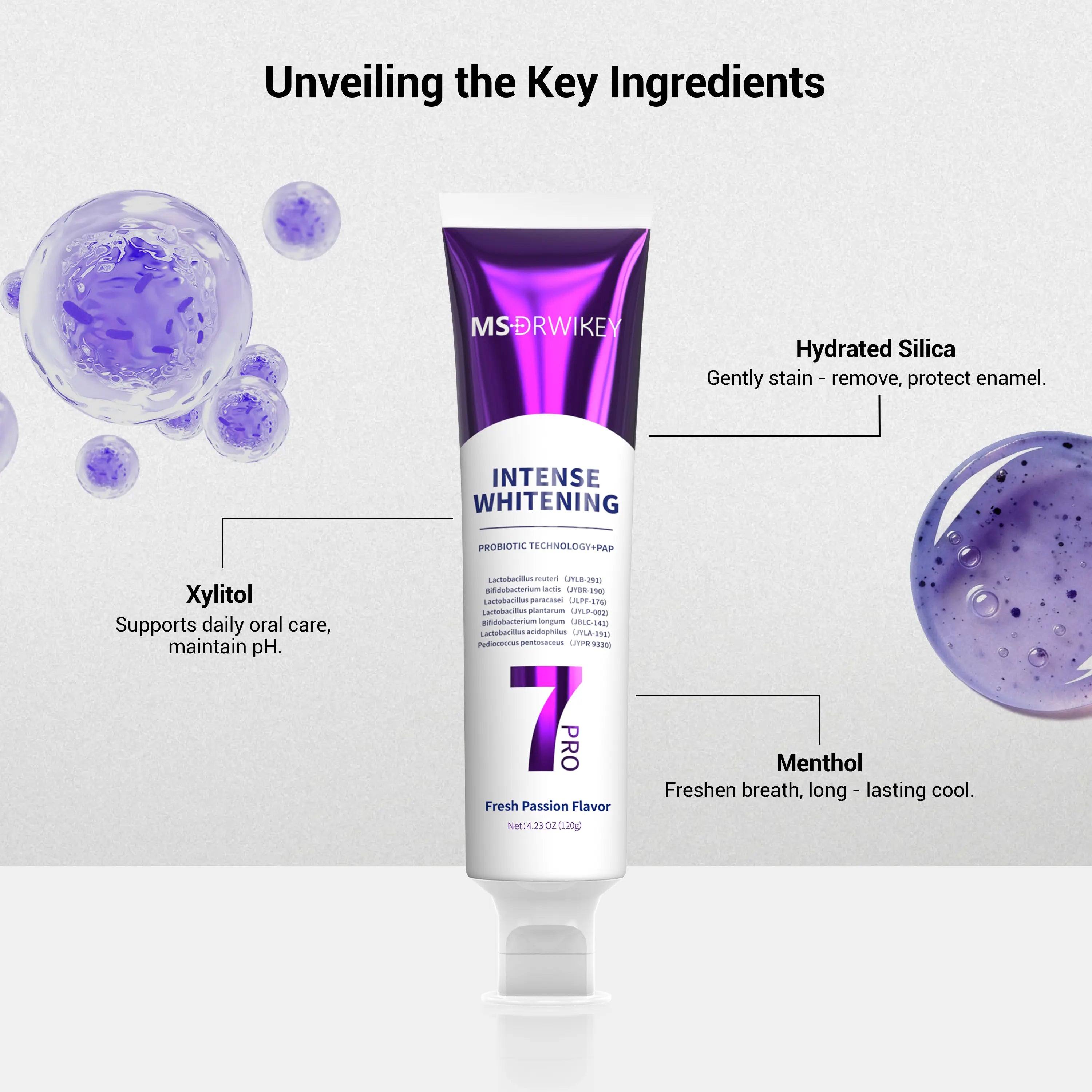 MSDRWIKEY 7-Pro Brightening Toothpaste | Purple Toothpaste Neutralizes Yellow Tones | Enamel-Safe Formula | product image 5