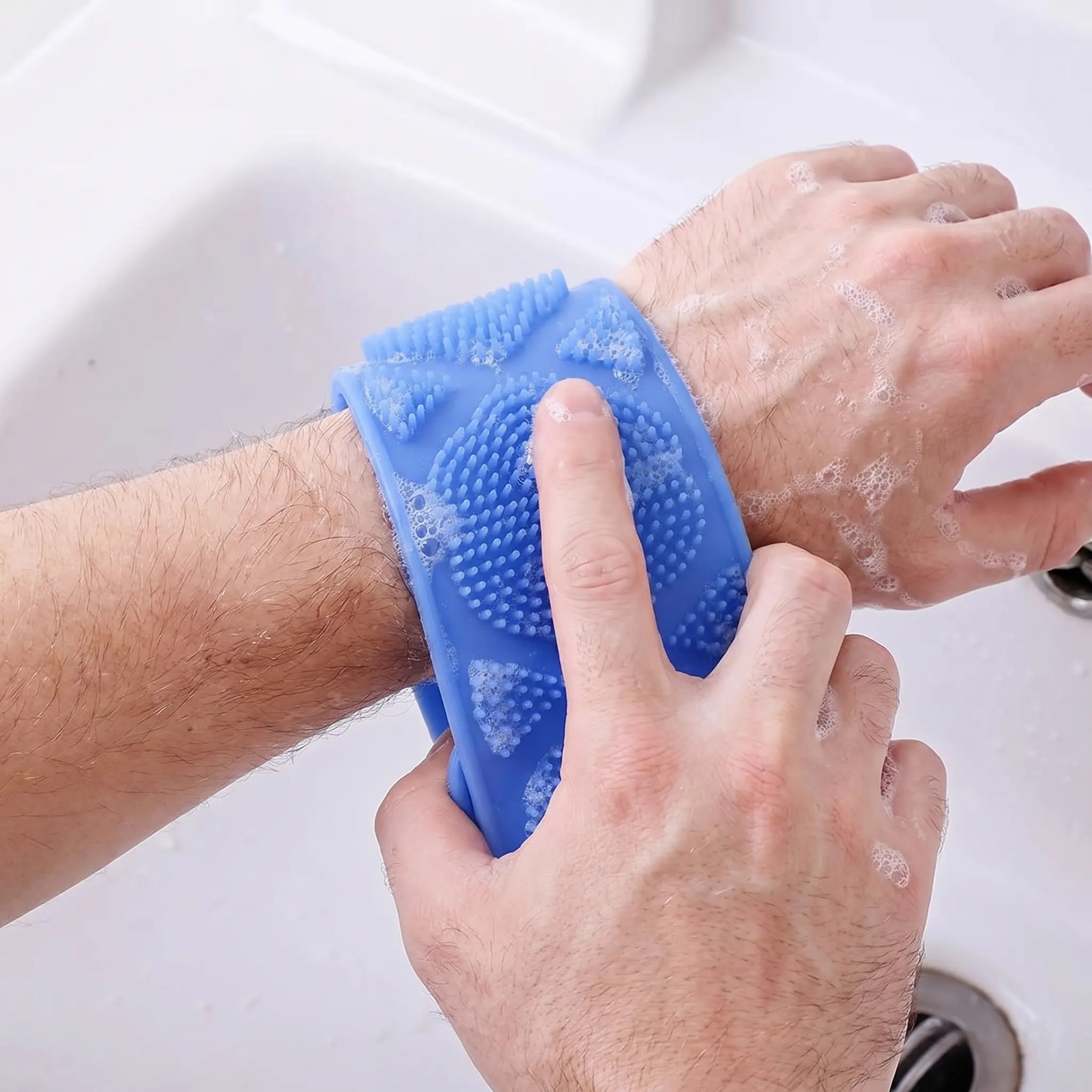 Double-Sided Silicone Back Scrubber, Exfoliating Body Brush Strap, Gentle Bathing Accessory for All Skin Types, Body product image 3