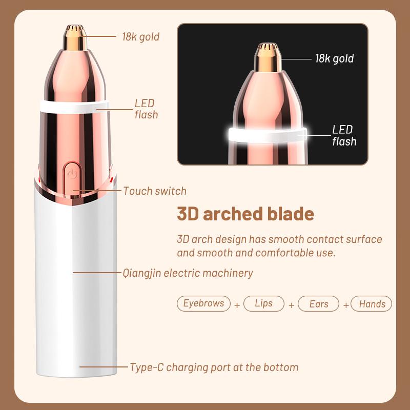 OANVA 2 in 1 facial & eyebrow hair trimmer for Women, Rechargeable Face Razor, Lip & Peach Fuzz Remover, Precision product image 3