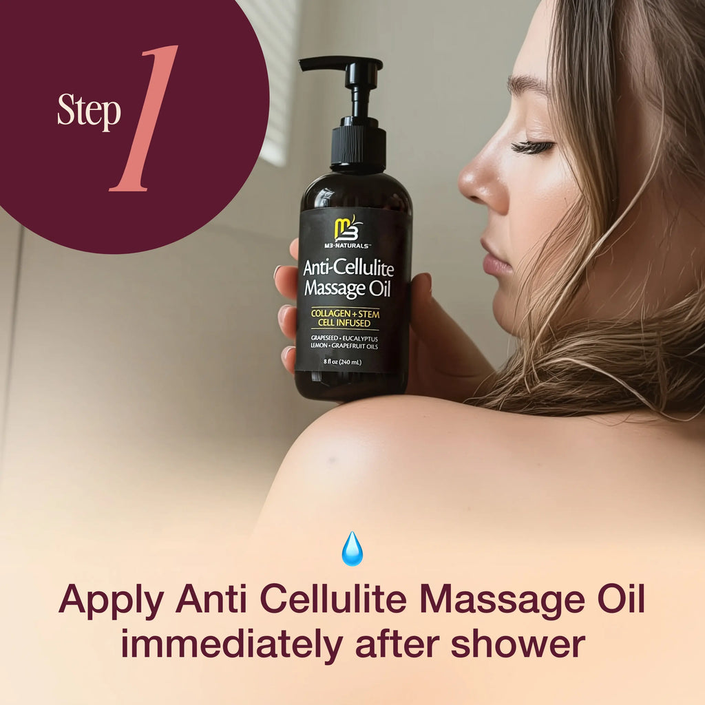 M3 Naturals Anti Cellulite Massage Oil 8oz - Smooth the Appearance of Cellulite - Body Care & Skin Care Massage Oil - product image 3