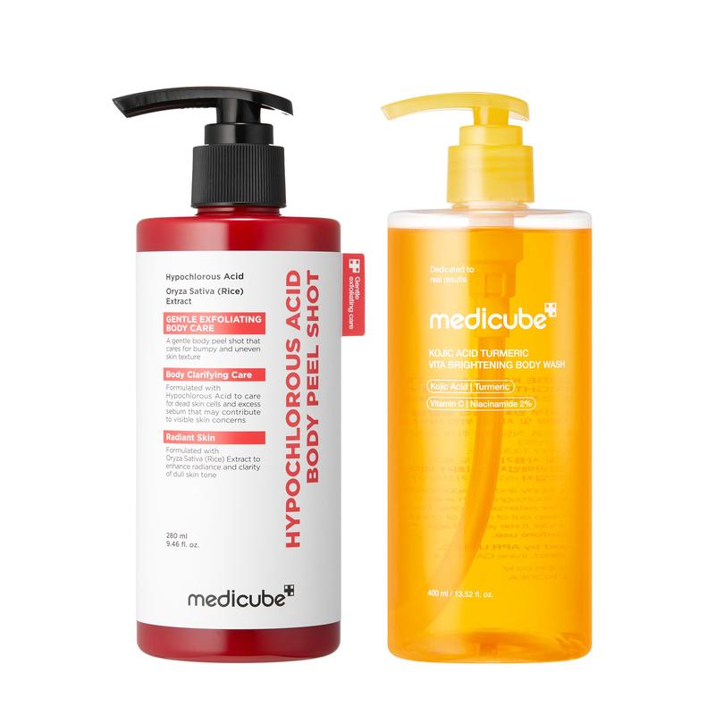 [medicube] Smooth & Clear Body Care Set | Hypochlorous Acid Body Peel Shot, Kojic Acid Turmeric Body Wash, Toner Pad, product image 3