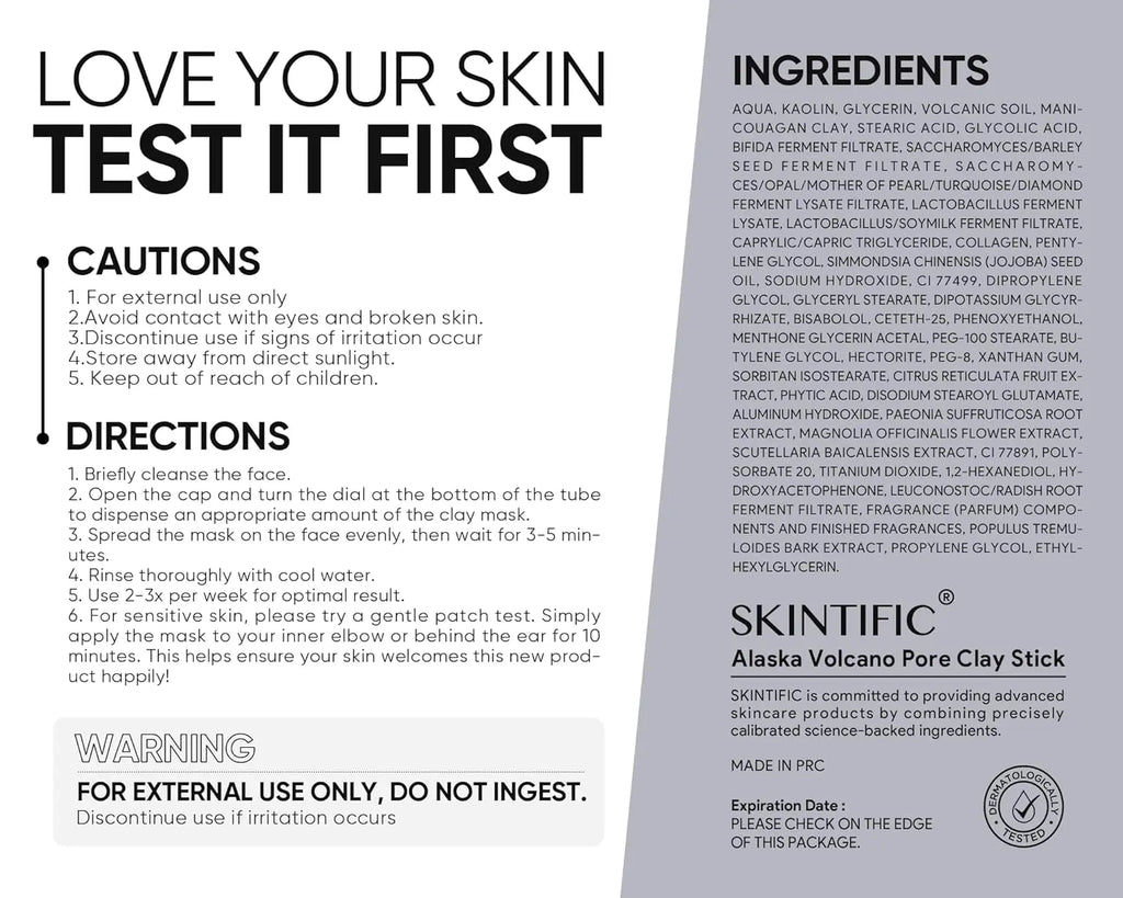 SKINTIFIC Clay Stick 2PCS Combo – Mugwort Clarifying / Volcano Detox / Bright Boost Even Tone Deep Pore Cleansing Oil product image 3