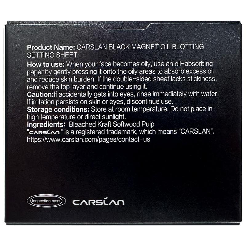 CARSLAN Black Magnet Oil Blotting Setting Sheet With Powder More Control Oil Keep Fresh 2 IN 1 Blotting Sheet with product image 4