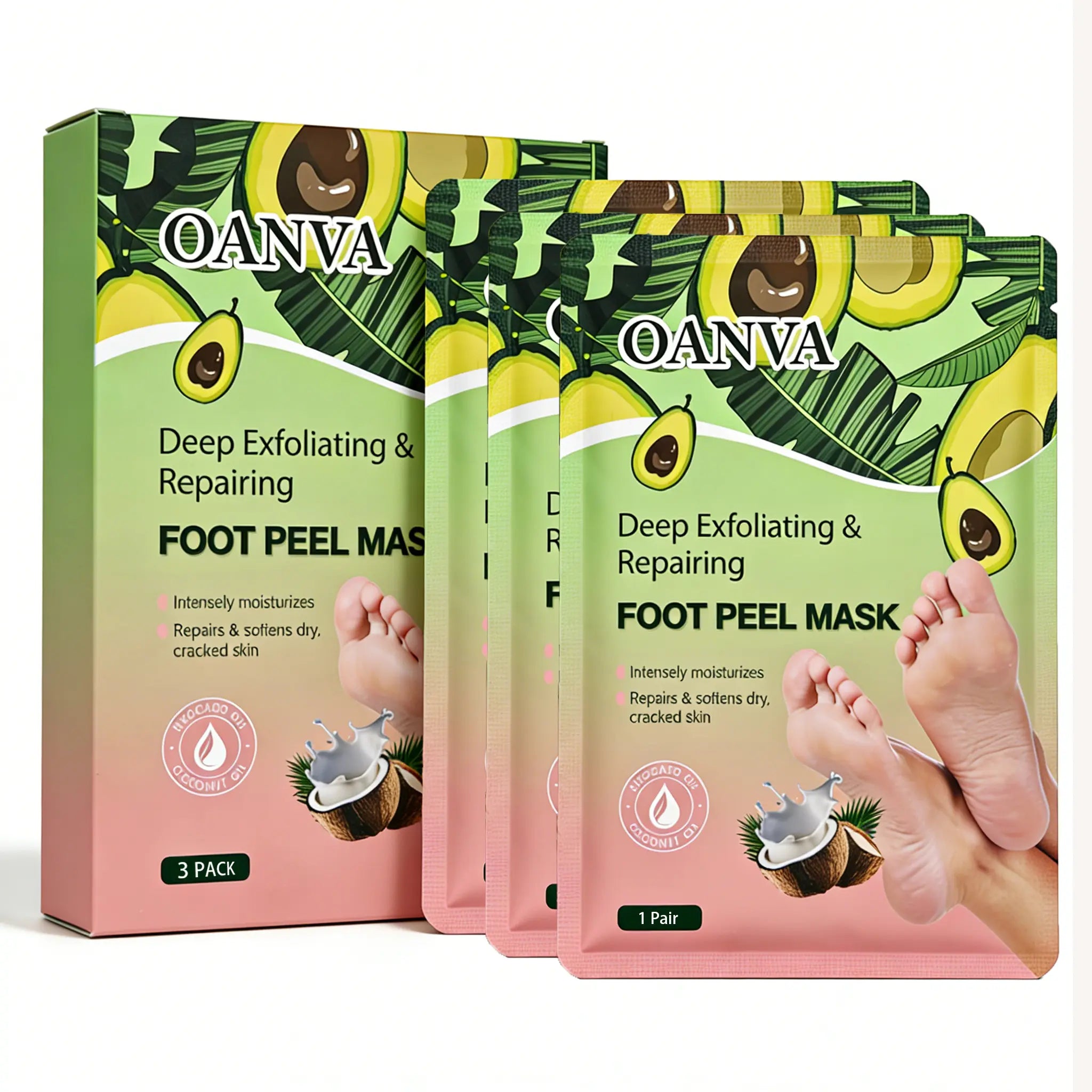 OANVA Foot Peeling Mask, Exfoliating Foot Peel Mask with Avocado Oil & Coconut Oil, Remove Dry Dead Skin & Calluses, product image 2