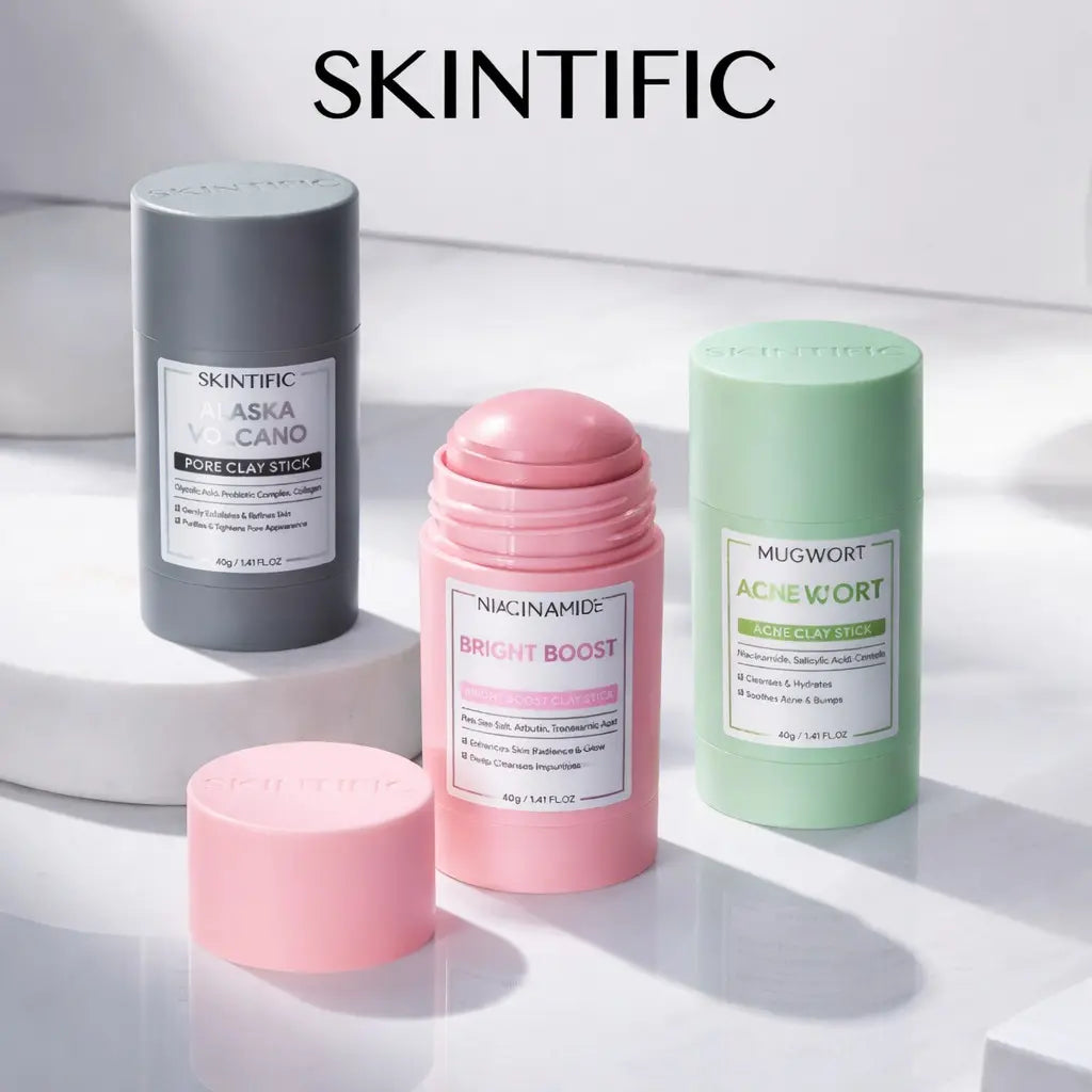 SKINTIFIC Clay Stick 2PCS Combo – Mugwort Clarifying / Volcano Detox / Bright Boost Even Tone Deep Pore Cleansing Oil product image 2