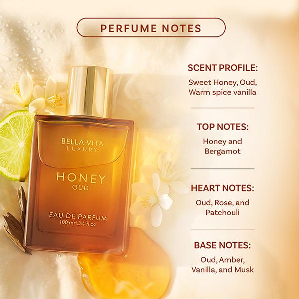 Bella Vita Luxury's Honey Oud | Eau de Parfum 100ml (3.4 fl oz) | Patchouli, Vanilla, Bergamot | Floral & Spicy | Made product image 8