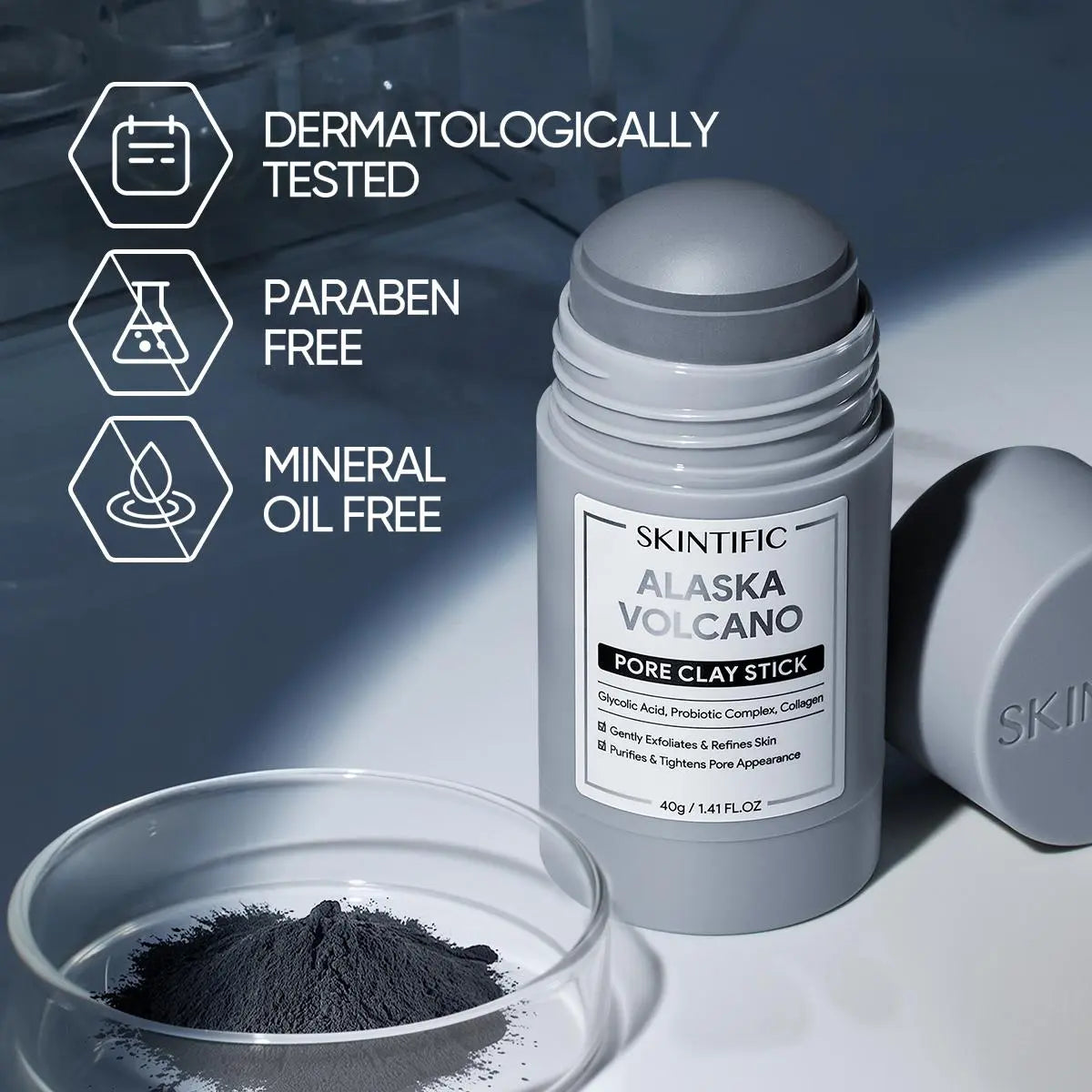 SKINTIFIC Clay Stick 2PCS Combo – Mugwort Clarifying / Volcano Detox / Bright Boost Even Tone Deep Pore Cleansing Oil product image 5