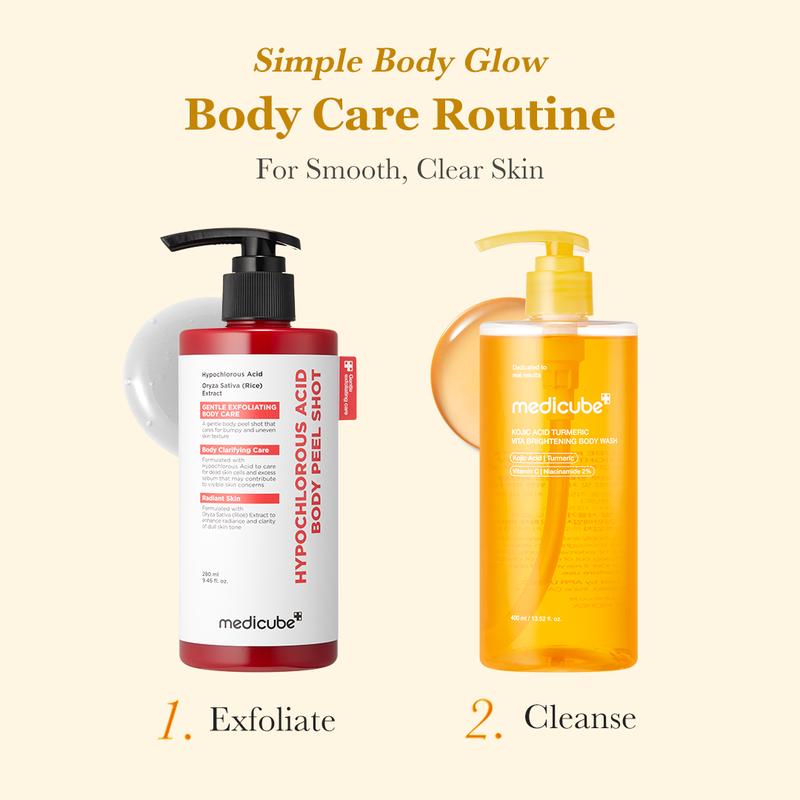 [medicube] Smooth & Clear Body Care Set | Hypochlorous Acid Body Peel Shot, Kojic Acid Turmeric Body Wash, Toner Pad, product image 4